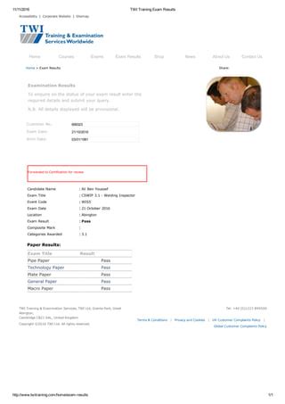 twi training exam results|Training and Examinations .
